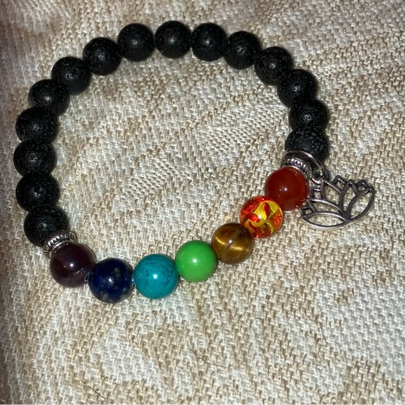 🧘 CHAKRA LAVA BALANCE BRACELET — 7” EXPANDABLE - Picture 4 of 7